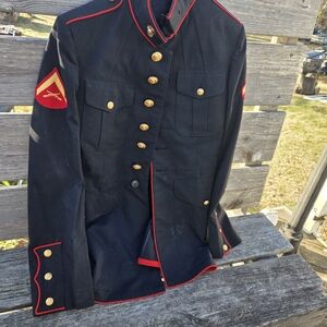 USMC US Marine Corps Dress Blues Jacket Uniform Military Wool Blend Coat Sz 41R